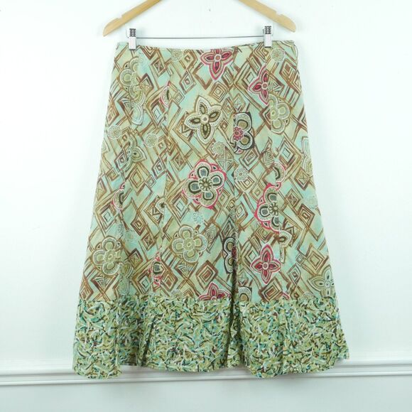 Vintage Dresses & Skirts - Vintage Size 12 Skirt Y2K A Line Tropical Fairy Grunge Boho Goblincore‎ Festival